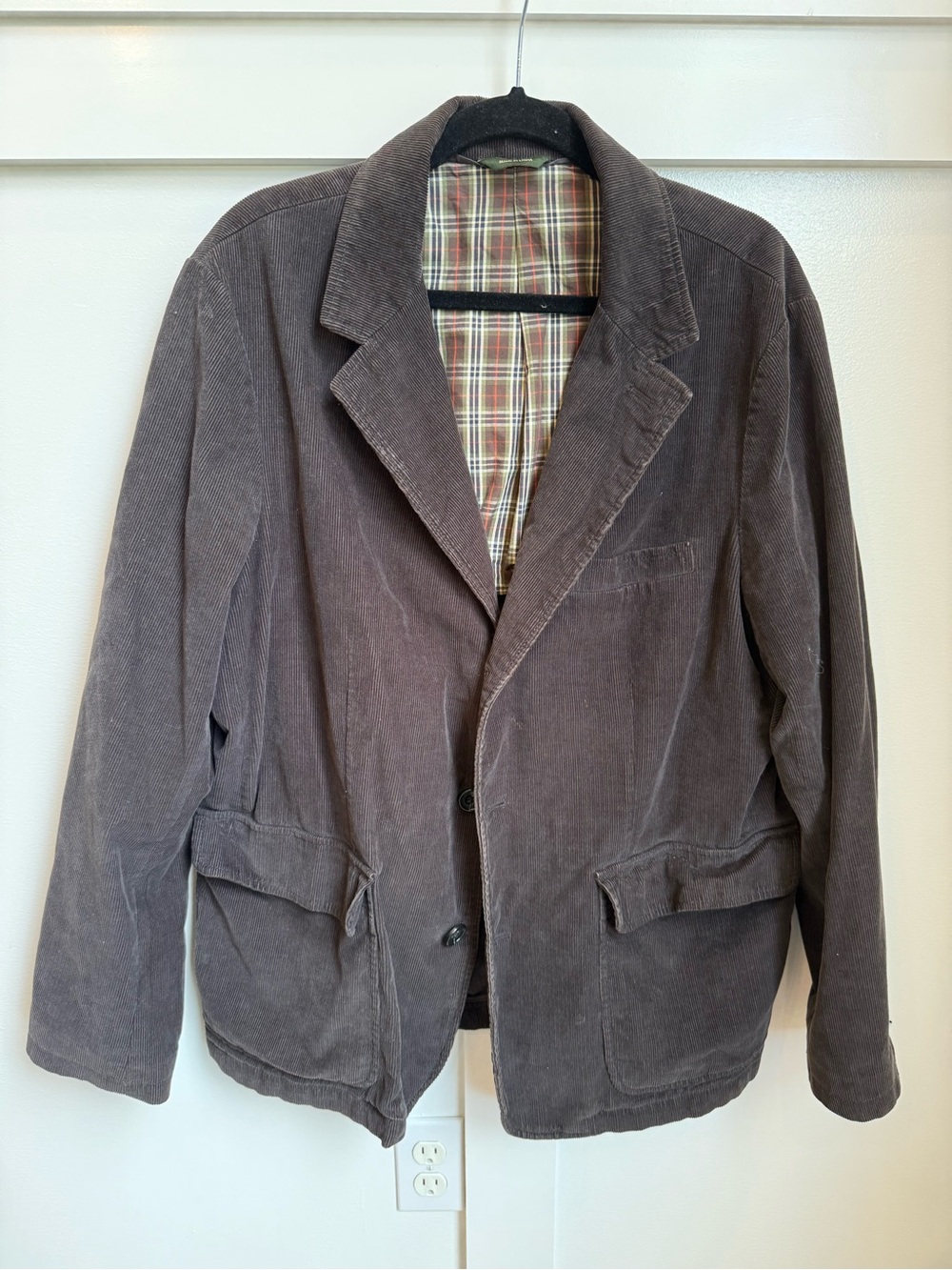 Eddie Bauer Dark Brown Corduroy Sport Jacket Blazer Men’s 44 Fall Classic Preppy